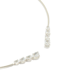 Silver Cubic Zirconia Open Front Torque Necklace - link has visual effect only