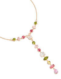 Gold Cubic Zirconia Mismatched Colourful Stones Necklace - link has visual effect only