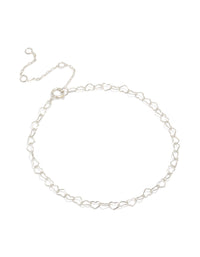 Crafted from sterling silver, this heart link bracelet features a delicate front view - link has visual effect only