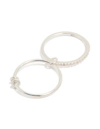 Crafted from sterling silver with cubic zirconia double link design side detail view - link has visual effect only