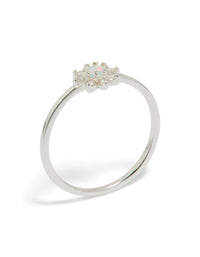 Sterling Silver Cubic Zirconia Faux Opal Star Ring - link has visual effect only