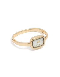 Gold Square Bangle Watch - link has visual effect only