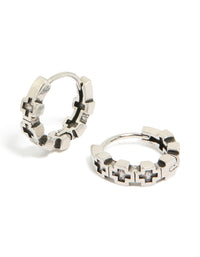 Waterproof Mens Black Brushed Stainless Steel Multi Cross Huggie Earrings - link has visual effect only