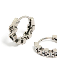 Waterproof Mens Black Brushed Stainless Steel Multi Cross Huggie Earrings - link has visual effect only