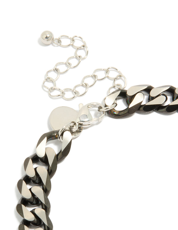 Mens Waterproof Stainless Steel Black Link Chain Bracelet