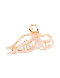 Gold Pink Acrylic Bow Claw Clip - link has visual effect only