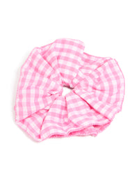 Pink & White Gingham Fabric Ruffled Scrunchie - link has visual effect only