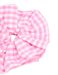 Pink & White Gingham Fabric Ruffled Scrunchie - link has visual effect only