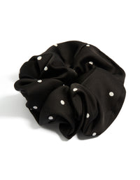 Black & Cream Micro Polka Dot Fabric Statement Scrunchie - link has visual effect only