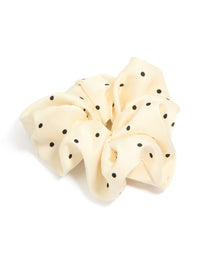 Cream & Black Micro Polka Dot Fabric Statement Scrunchie - link has visual effect only