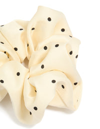 Cream & Black Micro Polka Dot Fabric Statement Scrunchie - link has visual effect only