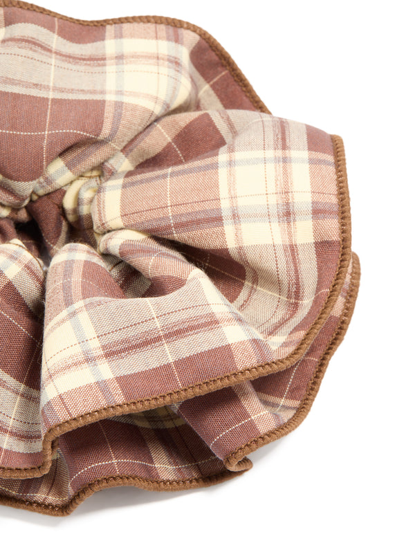 Ruffled Checkered Fabric  Statement Scrunchie