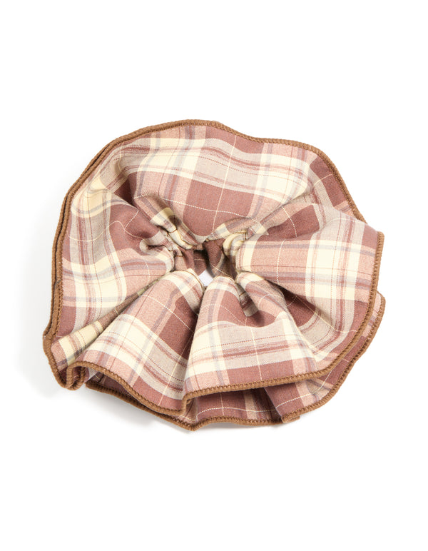 Ruffled Checkered Fabric  Statement Scrunchie