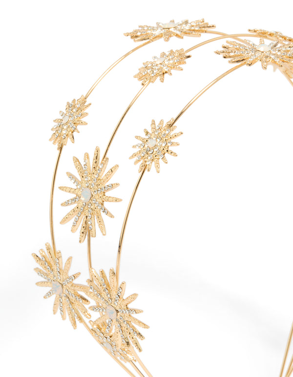 Gold Diamante Triple Layered Celestial Headband