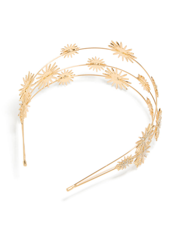 Gold Diamante Triple Layered Celestial Headband