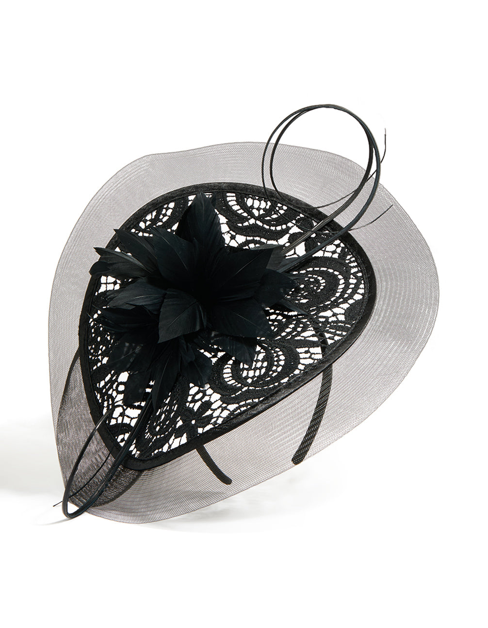 Black Lace Quilted Fascinator