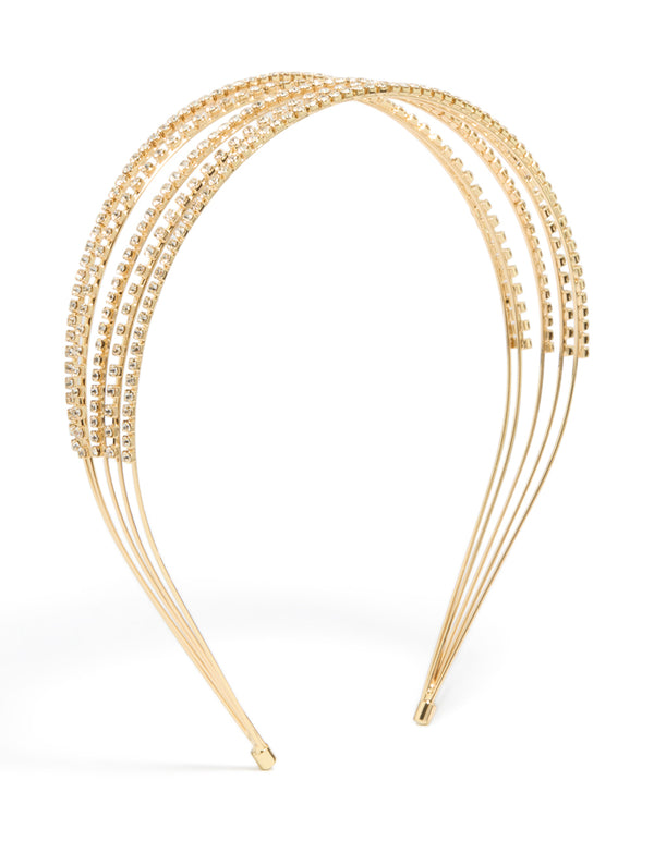 Gold Diamante 4-Row Headband