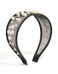 Black Wide Mesh Pearl Headband - link has visual effect only