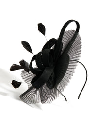 Black Pleated Fan Fascinator - link has visual effect only