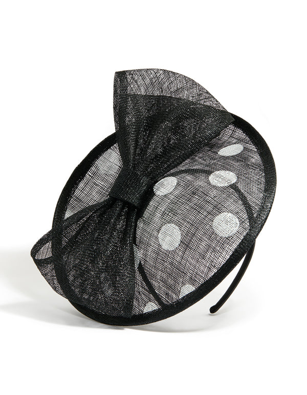 Black & White Spotted Disc Fascinator