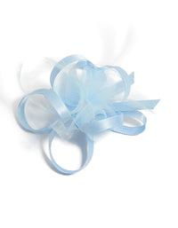 Light Blue Ribbon Mesh Swirl Fascinator Clip - link has visual effect only