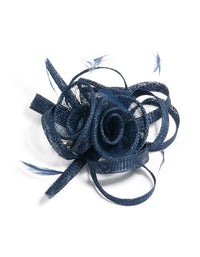 Navy Blue Swirl & Feather Fascinator Clip - link has visual effect only