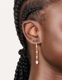 Gold Plated Cubic Zirconia & Freshwater Pearl Hook Drop Earrings - link has visual effect only