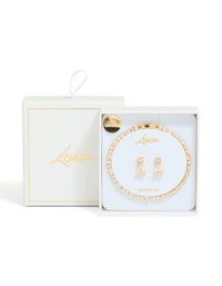 Gold Plated Cubic Zirconia Tennis Bracelet & Drop Earrings Set - link has visual effect only