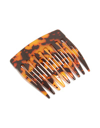 Featuring a tortoiseshell acrylic basic large hair comb in chocolate, orange, and saddle brown front view - link has visual effect only