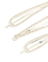 Featuring glitter solid 3-pack silver diamante teardrop hair clips in accessories detail view - link has visual effect only