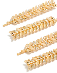 Explore gold diamante vine clips in a 4-pack with leaf accents and dainty design side view - link has visual effect only