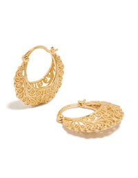 Gold Plated Boho Patterned Hoop Earrings - link has visual effect only