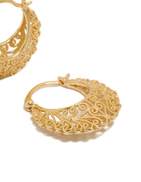 Gold Plated Boho Patterned Hoop Earrings - link has visual effect only