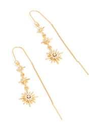 Gold Plated Cubic Zirconia Stars Thread Through Earrings - link has visual effect only