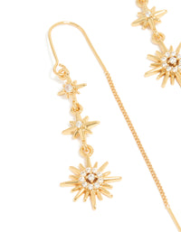 Gold Plated Cubic Zirconia Stars Thread Through Earrings - link has visual effect only