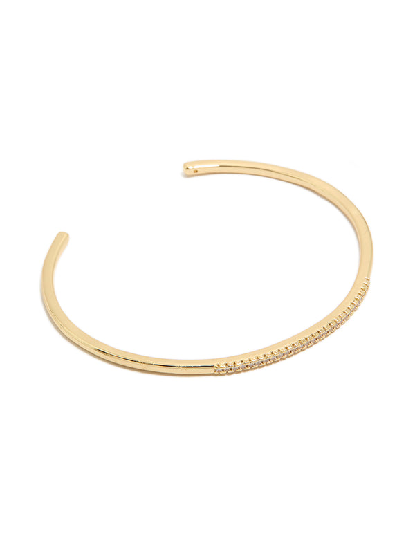 Gold Plated Cubic Zirconia Thin Wrist Cuff