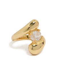 Gold Cubic Zirconia Puffy Wrap Ring - link has visual effect only