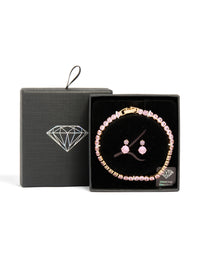 Gold Cubic Zirconia Earrings & Tennis Bracelet Set - link has visual effect only