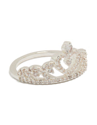 Silver Plated Cubic Zirconia Princess Heart Ring - link has visual effect only