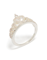 Silver Plated Cubic Zirconia Princess Heart Ring - link has visual effect only
