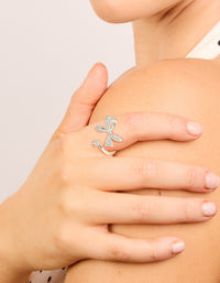 Silver Plated Cubic Zirconia Dainty Wrap Bow Ring - link has visual effect only