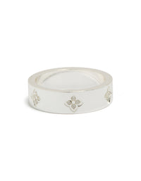 Waterproof Stainless Steel Cubic Zirconia Flowers Band Ring - link has visual effect only