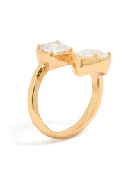Designed with waterproof gold plated stainless steel and double cubic zirconia wrap ring side detail view - link has visual effect only
