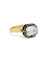 Gold Plated Cubic Zirconia Mixed Metal Statement Ring - link has visual effect only