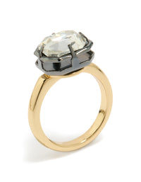 Gold Plated Cubic Zirconia Mixed Metal Statement Ring - link has visual effect only