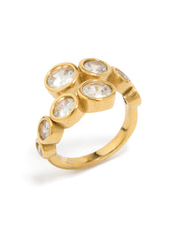 Highlighting a waterproof gold stainless steel cubic zirconia bezel wrap ring side detail view - link has visual effect only