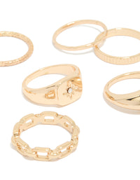 Gold Bubble Star Chain Rings 8-Pack - link has visual effect only