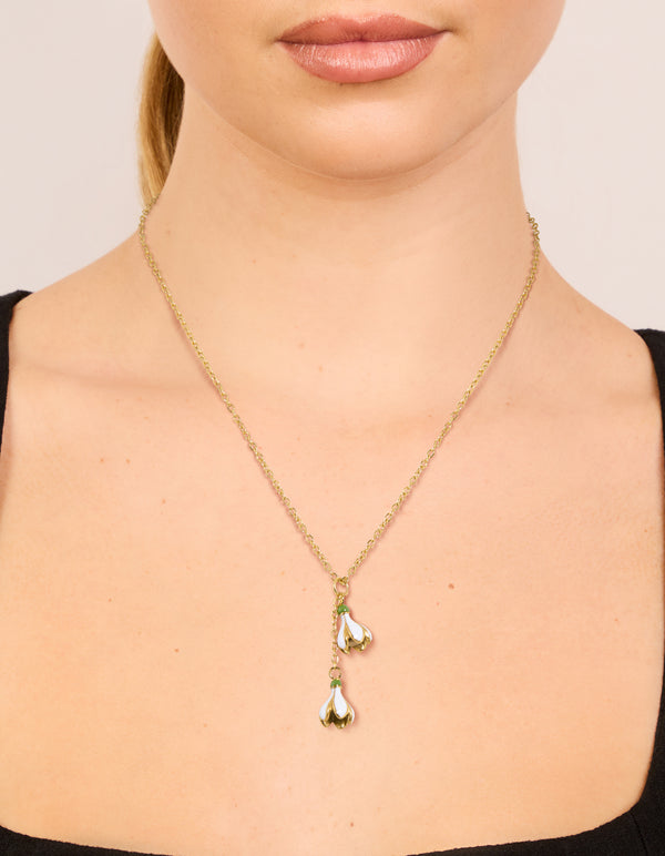 Waterproof Gold Plated Stainless Steel Forget-Me-Not Flower Necklace