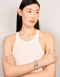 Waterproof Mixed Plated Stainless Steel Round Twisted Cuff - link has visual effect only