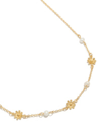 Gold Plated Pearls & Flower Charms Necklace - link has visual effect only